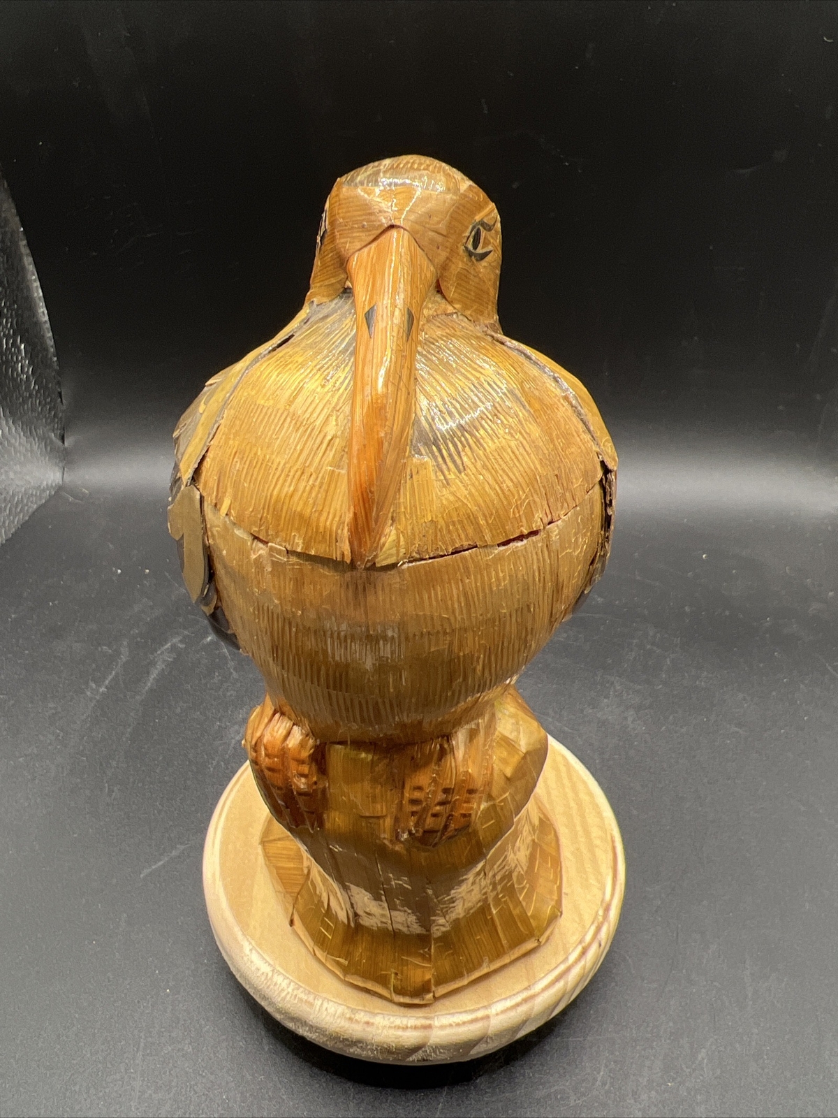 Hand Carved Eagle On Log Lined Trinket Box