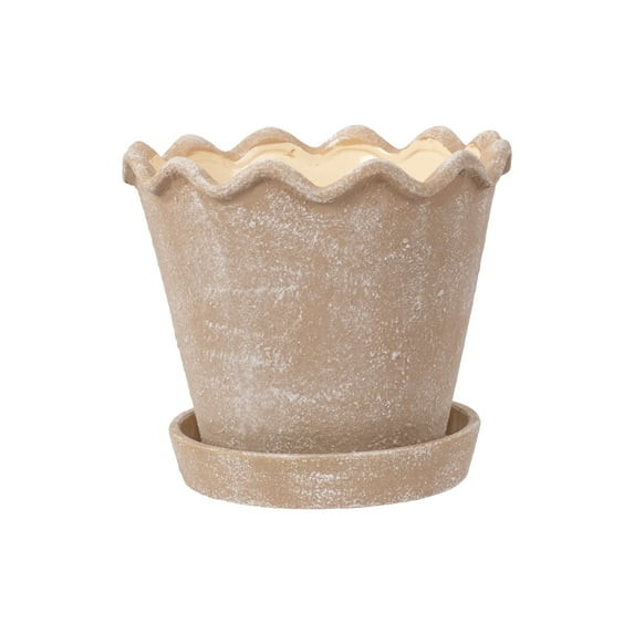 My Texas House 8 inch Ceramic Wave Planter, Brown FREESHIP