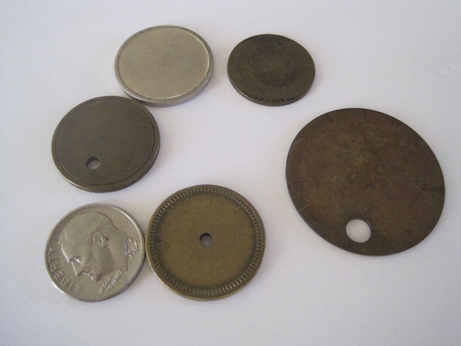Token Blanks Brass Silvertone Lot 5
