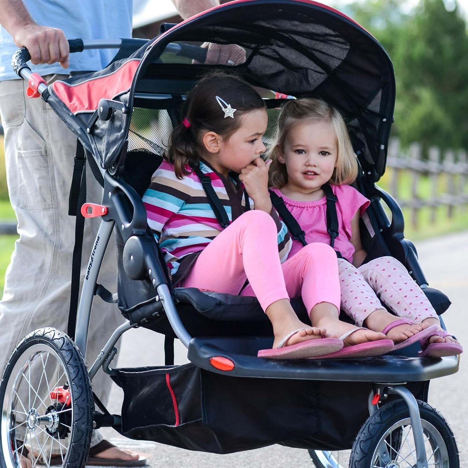 Sturdy Jogging Stroller for Two Children Lightweight with Easy Access Storage