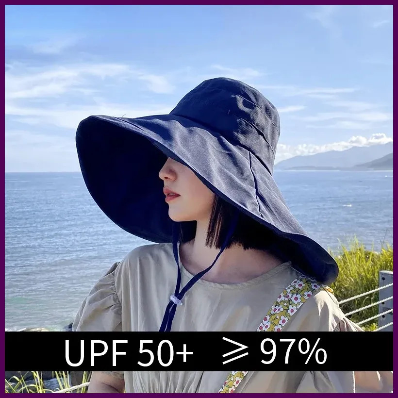 Wide Brim UPF 50+ Sun Hat Women Anti-UV Protection Hiking Fisherman Cap Fold