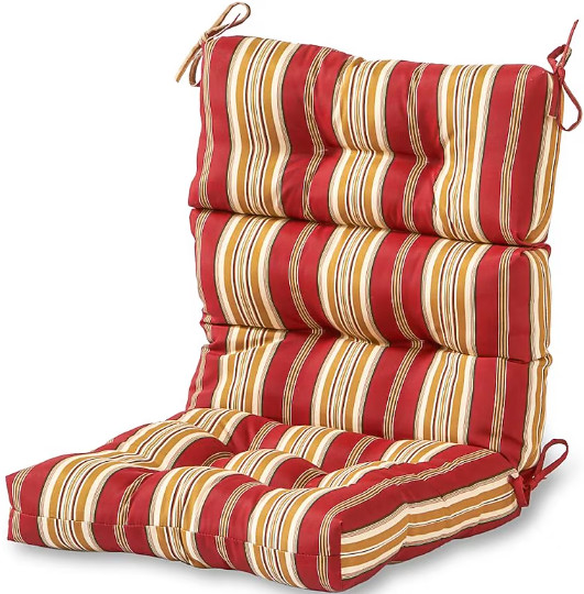 Greendale Home Fashions 20-in x 22-in Roma Stripe High back patio chair cushion