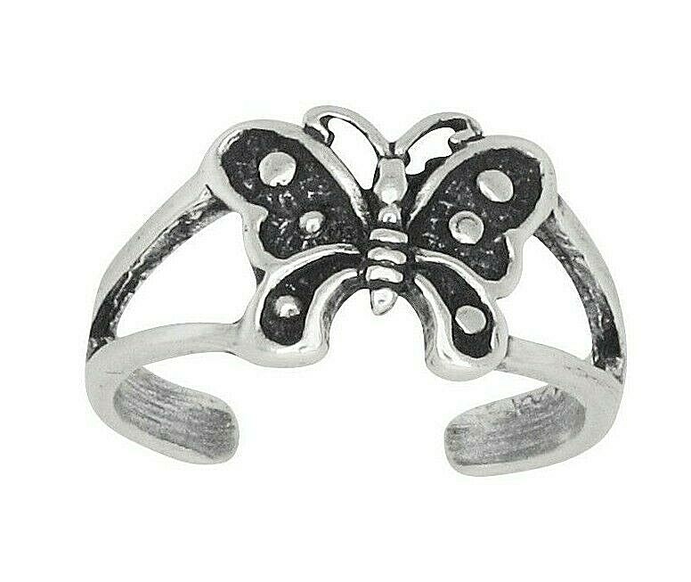 Sterling Silver .925 Butterfly Toe Ring adjustable size | Made In USA