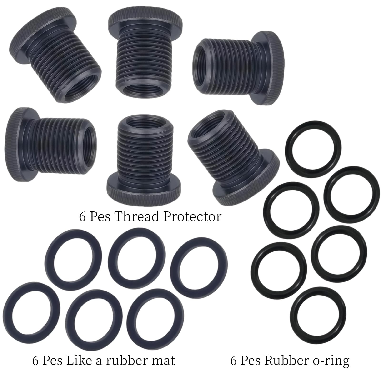 6Pack Thread Protector and Washers，1/2x28 to 3/4x16 Steel Thread Protector（Bl...