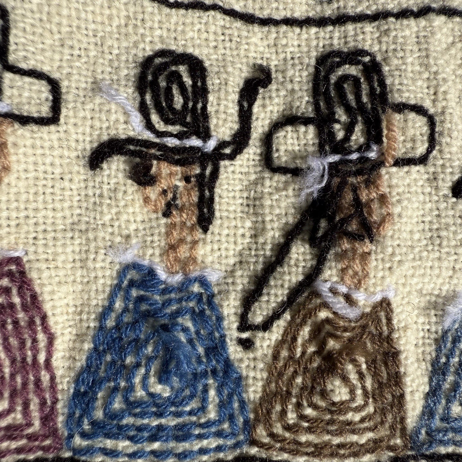Vintage Folk Art Embroidery Peru "Matrimonio" 42”x23” Wall Hanging Wedding Gift