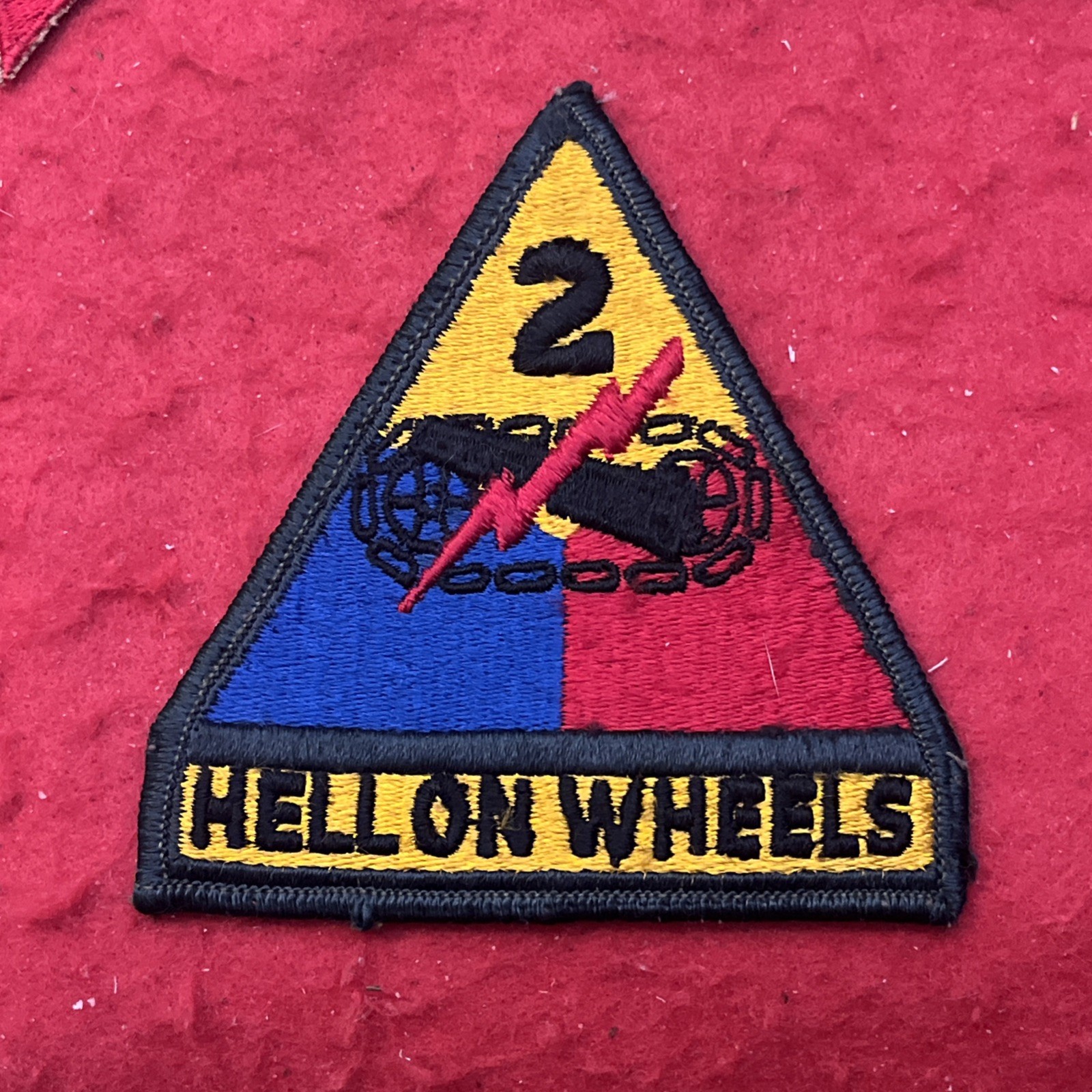 WWII U. S. ARMY 2nd ARMORED DIVISION • HELL ON WHEELS Military Patch • VG