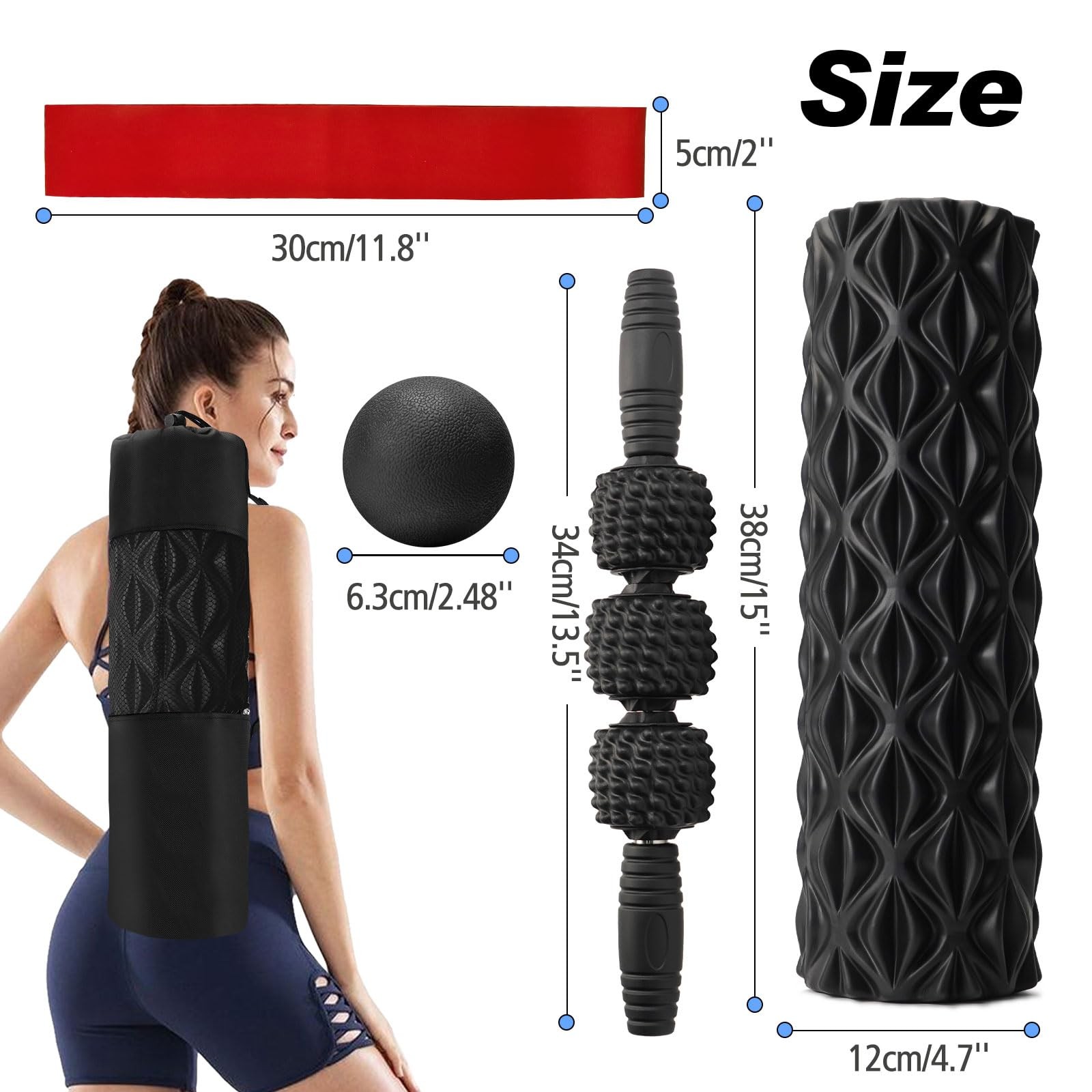 5 in 1 Foam Roller Set High Density Patented Foam Roller for Exercise