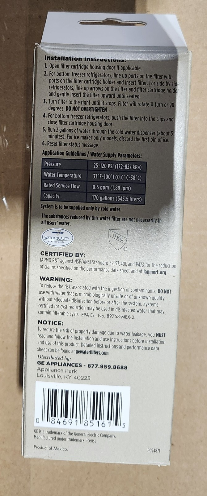 GE XWFE Water Filter - White OEM with Chip