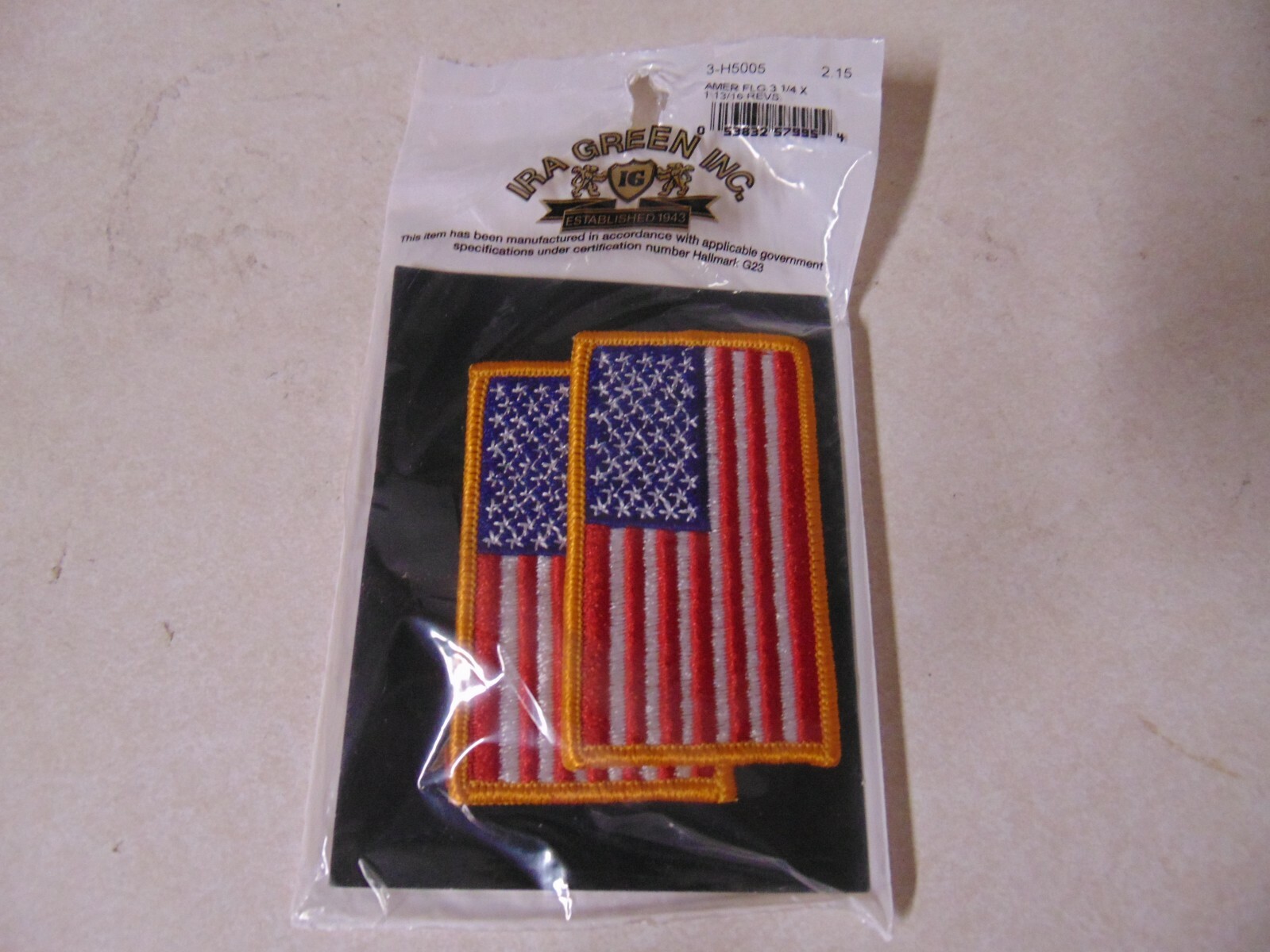 PATCH MILITARY US AMERICAN FLAG REVERSE FACING SEW ON SET OF 2 SIZE 3" BY 1 3/4"