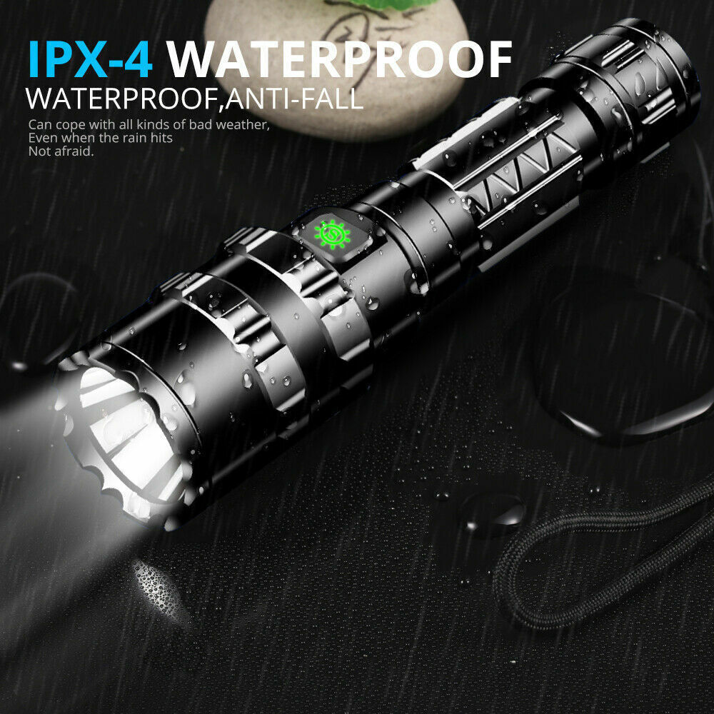 Zoomable LED Tactical Flashlight, High Lumen Rechargeable Waterproof Torch Work