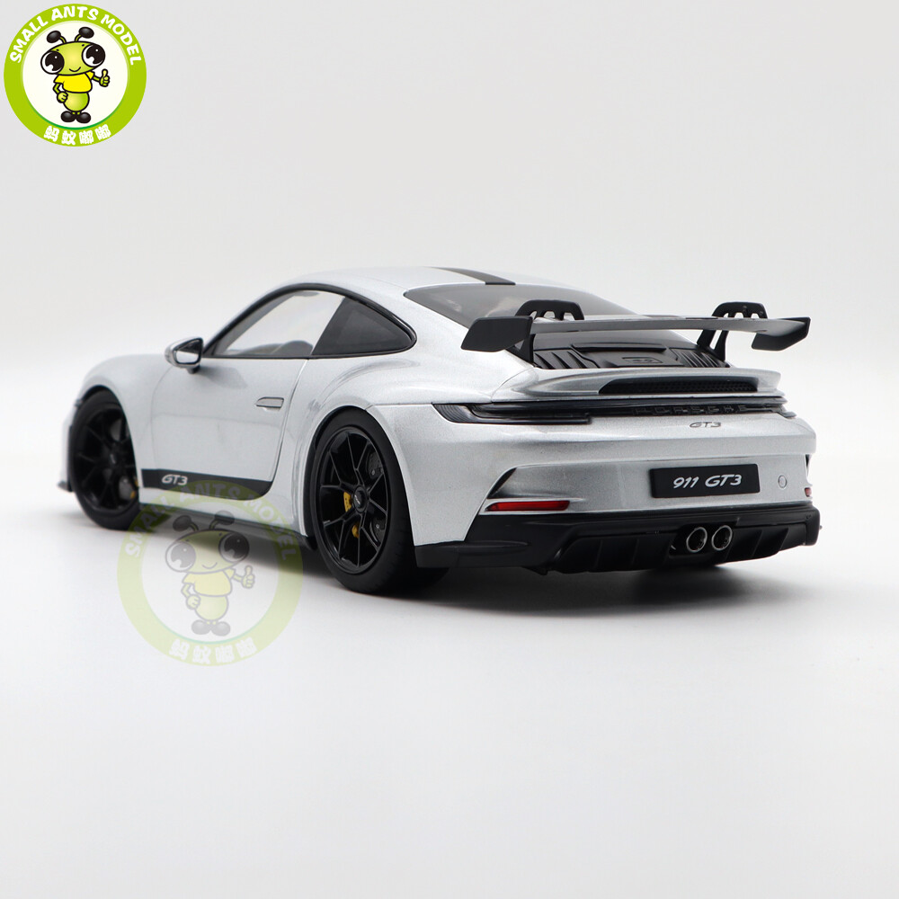 1/18 Porsche 911 992 GT3 2021 Norev 187317 Silver Black Strips Diecast Model Car