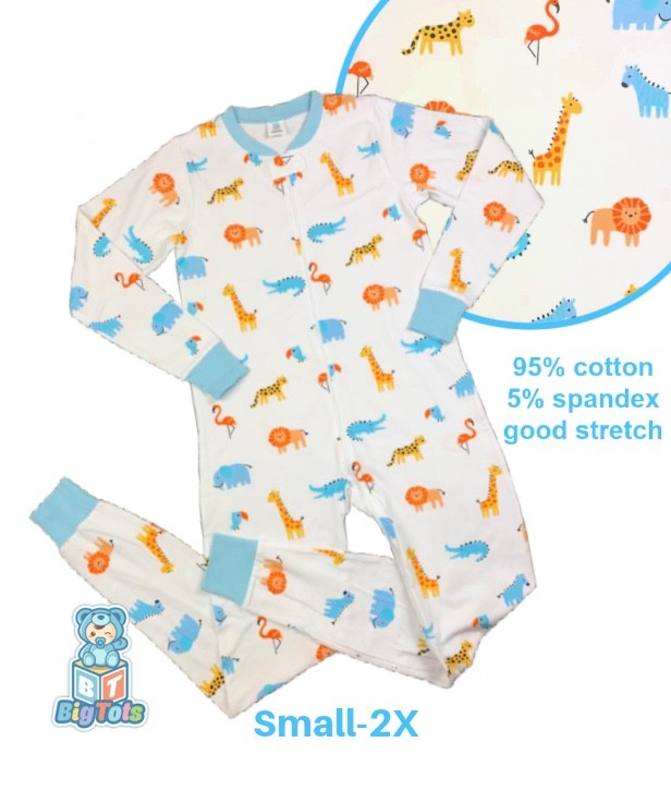 Adult Sleeper Baby Jungle Animals, zippered