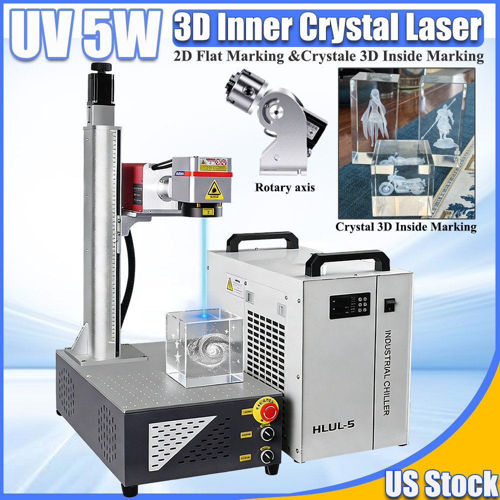 5W 355nm UV Laser Marking Machine K9 Crystal 3D Inside Marking 2D 3D 2 IN 1 US