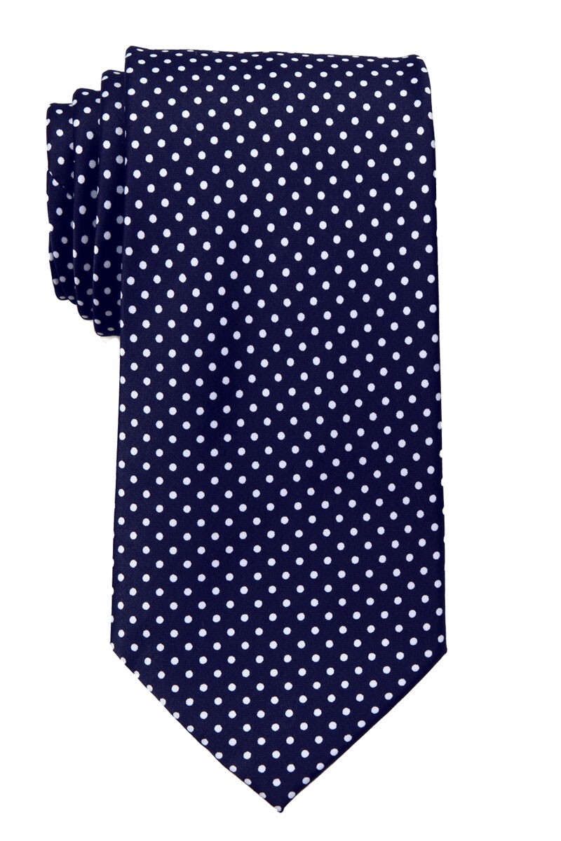 Men's Navy Blue and White Dot Necktie Schools Business Formal  - NWT