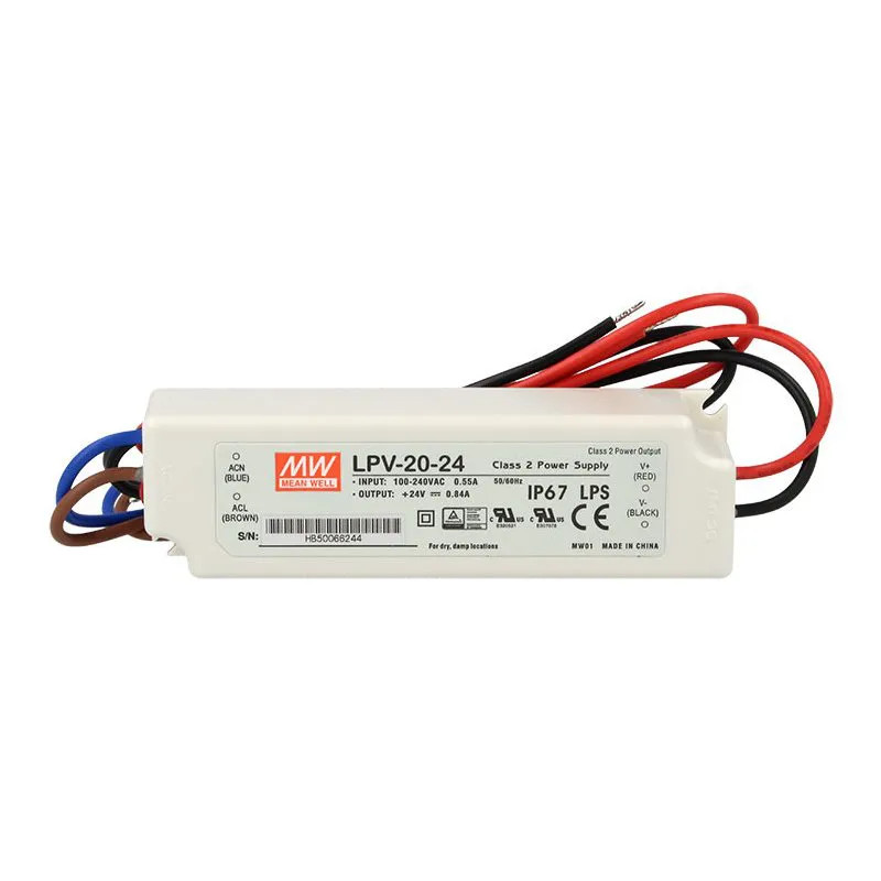 MW MEAN WELL LPV-20-24 24V 20W 0.84A CV Transformer Power Supply Waterproof