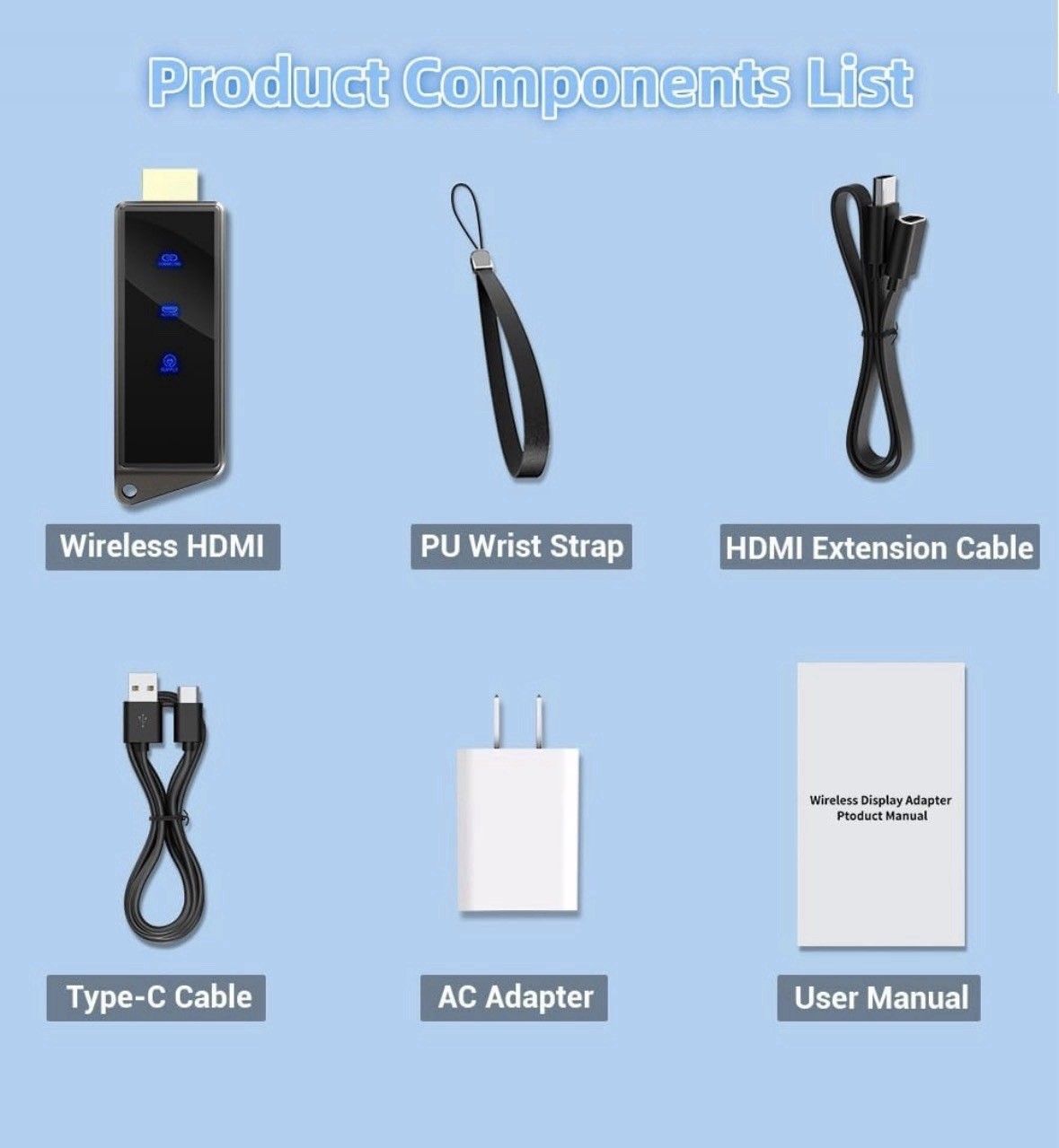 Wireless HDMI Display Dongle Adapter, Portable Transmitter, Streaming Media