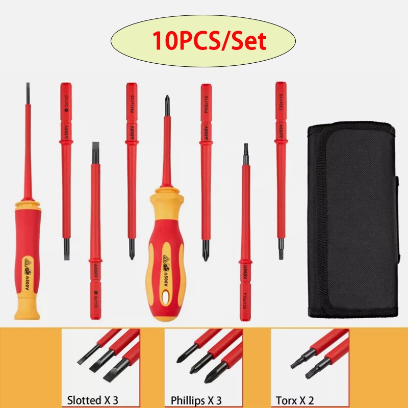Insulated Screwdriver Set Magnetic Torx & Phillips Tips Electrician Repair Tool