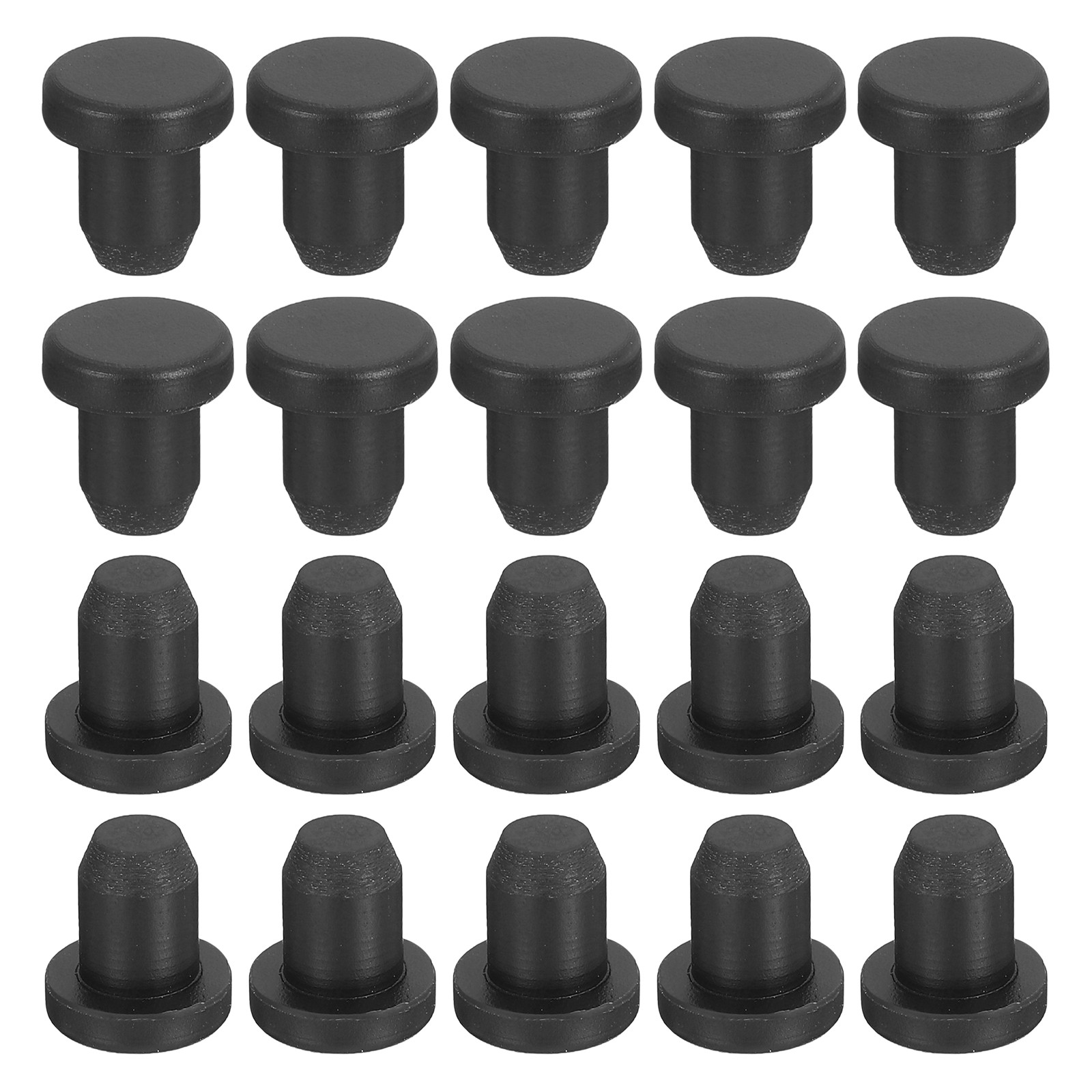 20-Pack Black Rubber Stopper Plugs, 5.5mm Plug Holes for 5-5.3mm/0.2-0.21" Hole
