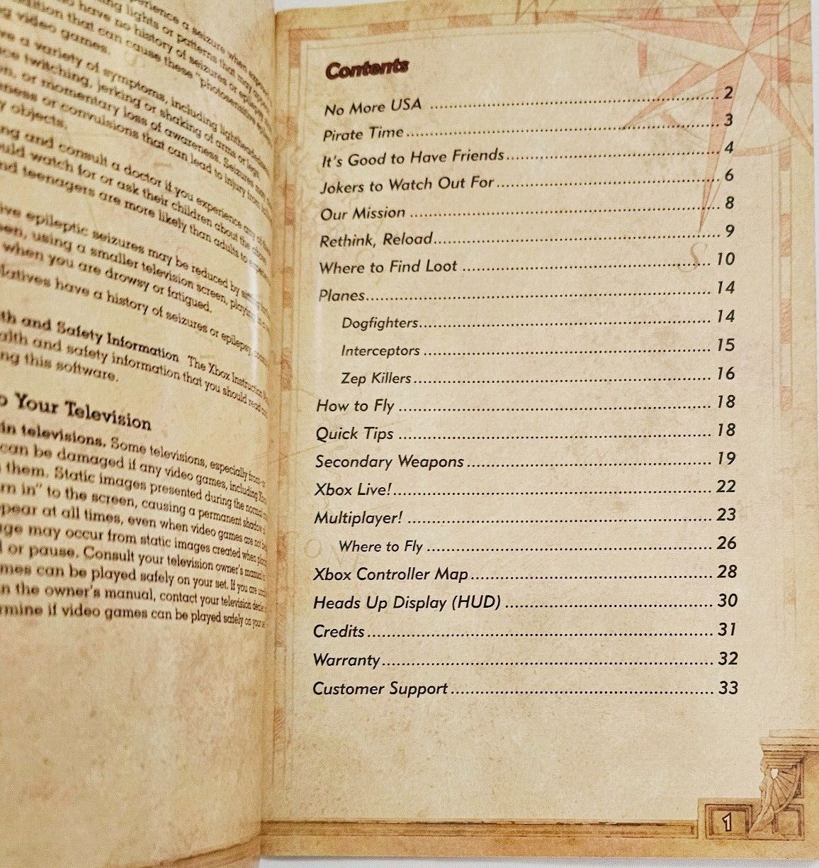 Replacement Xbox LIVE Game Manual Guide CRIMSON SKIES