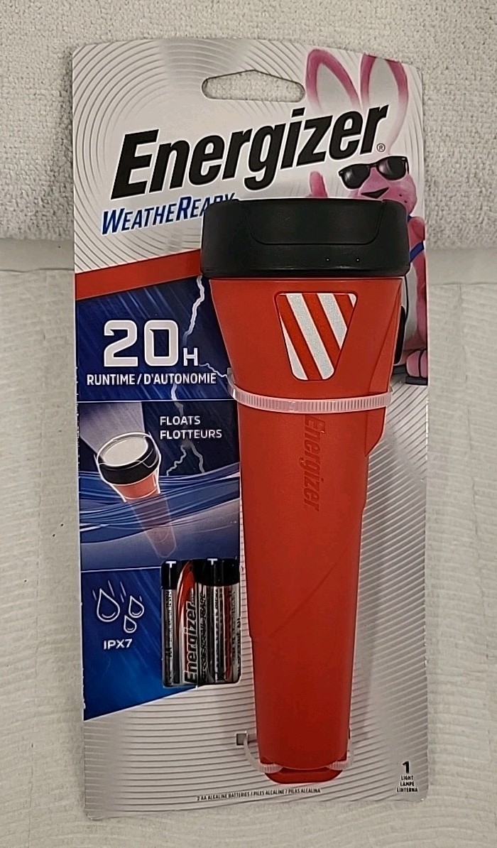 Energizer WeatherReady 100 Lumen Black/Red LED Flashlight AA Battery Included!