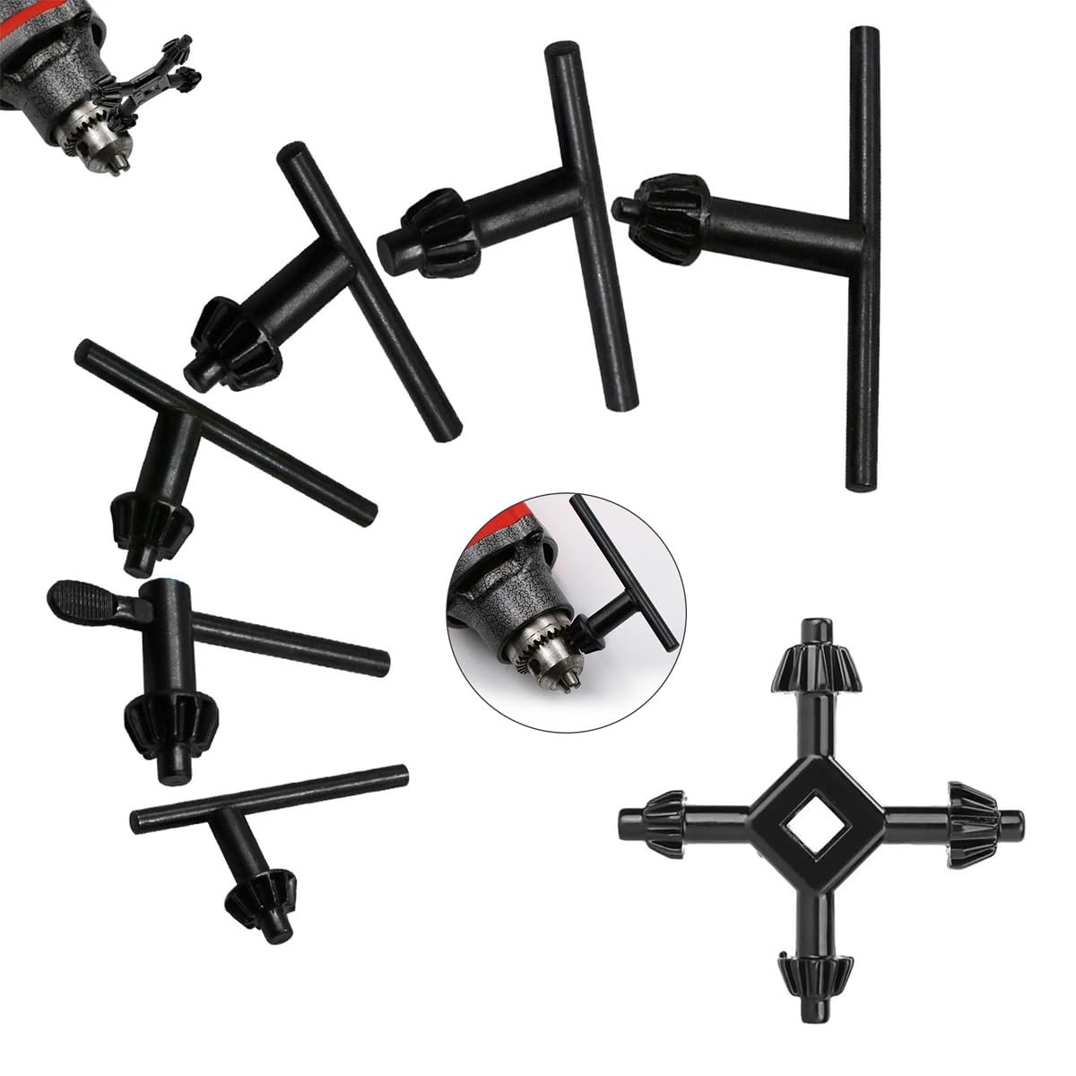 7 Pack Drill Chuck Key Set 1/4" 3/8" 1/2" 5/8" 3/4" 5/32'' 6 Sizes Clamping P...