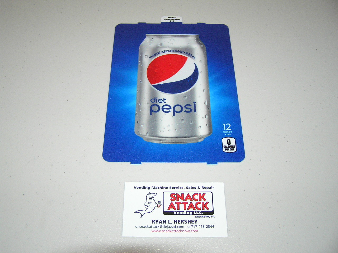 DIXIE NARCO 501E & 276E HVV SODA VENDING MACHINE "DIET PEPSI"12oz CAN VEND LABEL