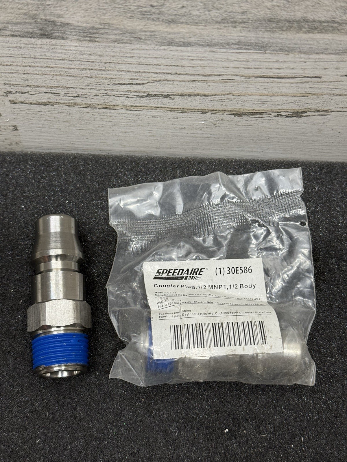 Lot of 2 SPEEDAIRE 30E586 Quick Connect,Plug,1/2" Body,1/2"-14 30E586