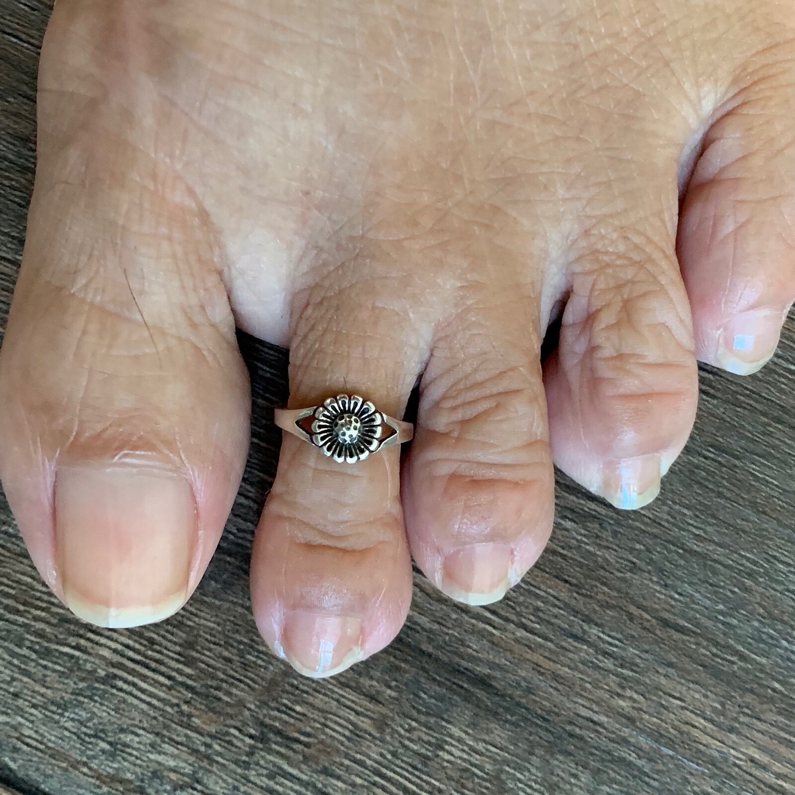 Sterling Silver Sunflower Toe Ring, Silver Ring, Flower Ring