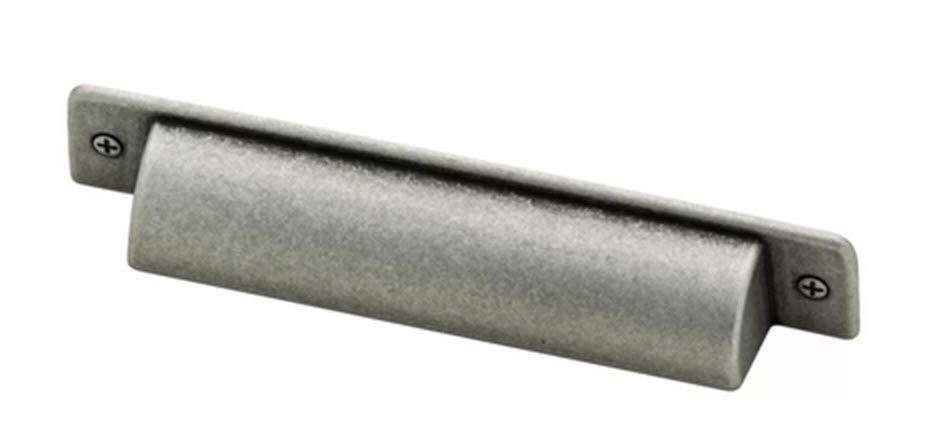 4" Iron Craft Bin Pull Tumbled Pewter