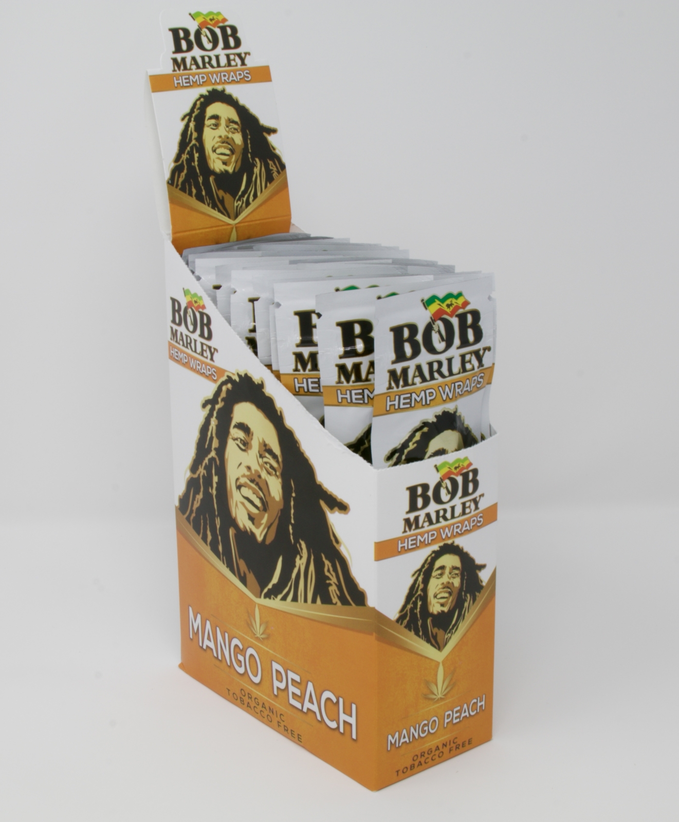 FULL BOX OF 25 Bob Marley Herbal Wraps Papers Mango Peach Flavor 50 Total Wraps