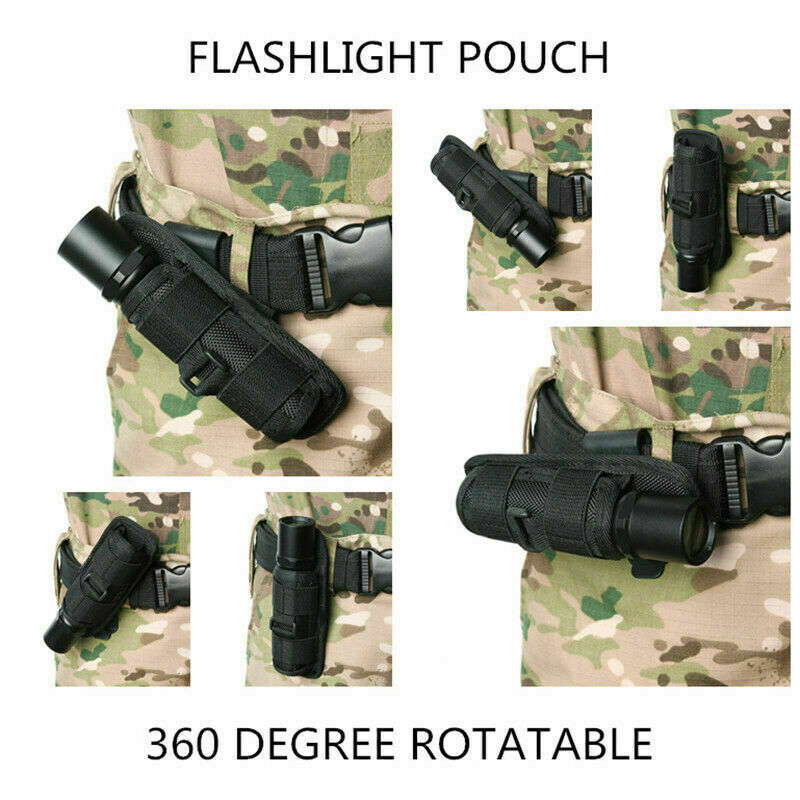 LED Flashlight Holder Carry Belt Pouch Nylon Holster Torch 360 Degrees Rotatable