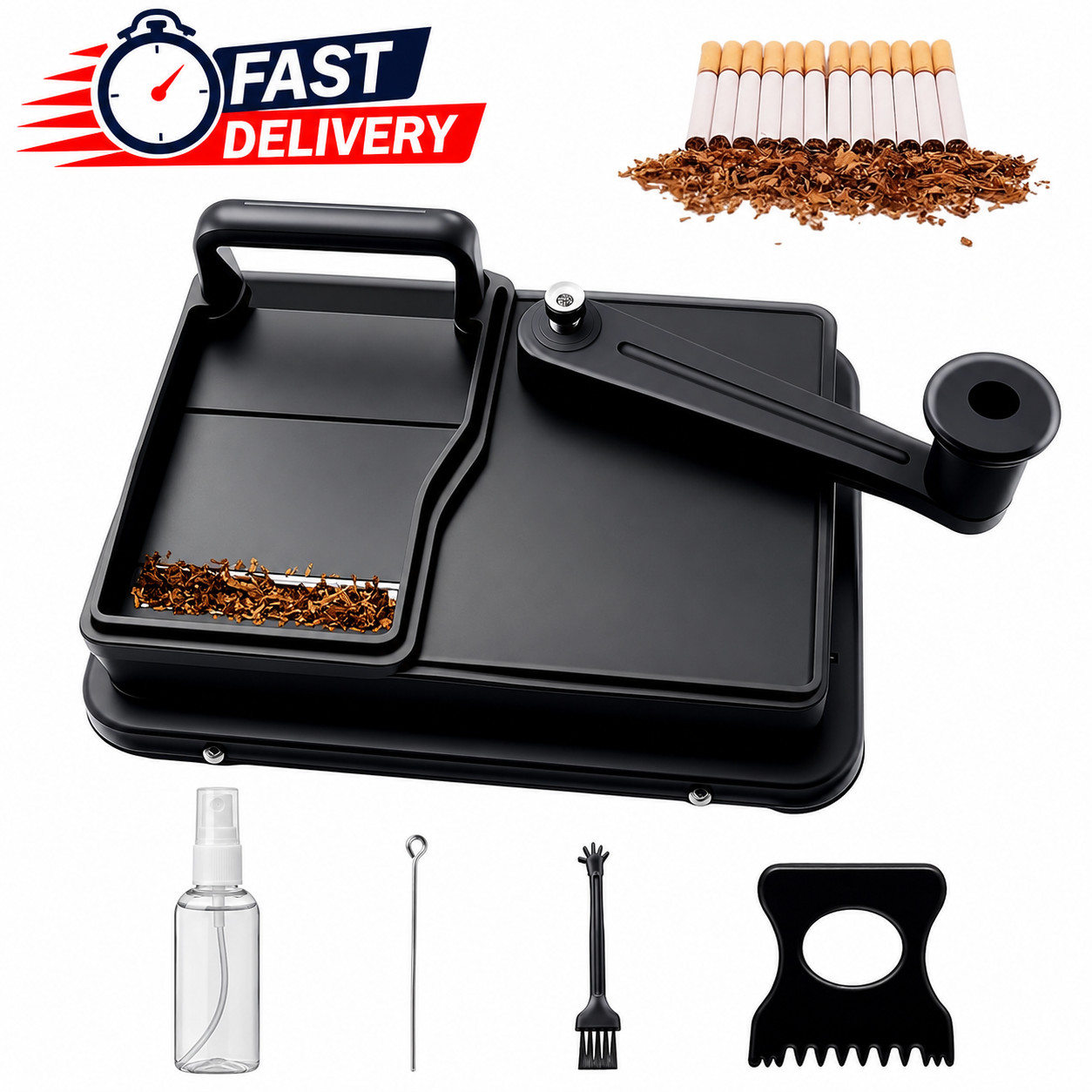 Cigarette Rolling Machine 8mm Manual Tobacco Injector Roller Kit Black