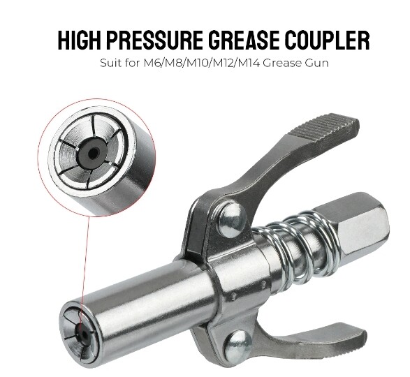 Grease Gun Coupler Double Handle High Pressure Quick Release Lock Oil Nozzles
