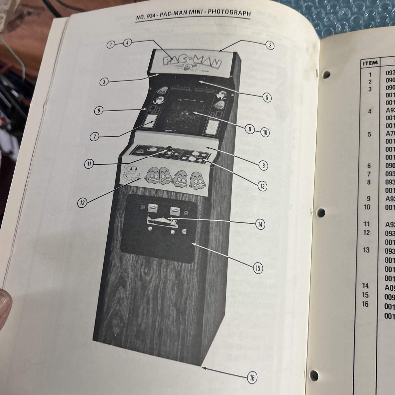 W/ Schematics original Pac Man Midway arcade video game manual