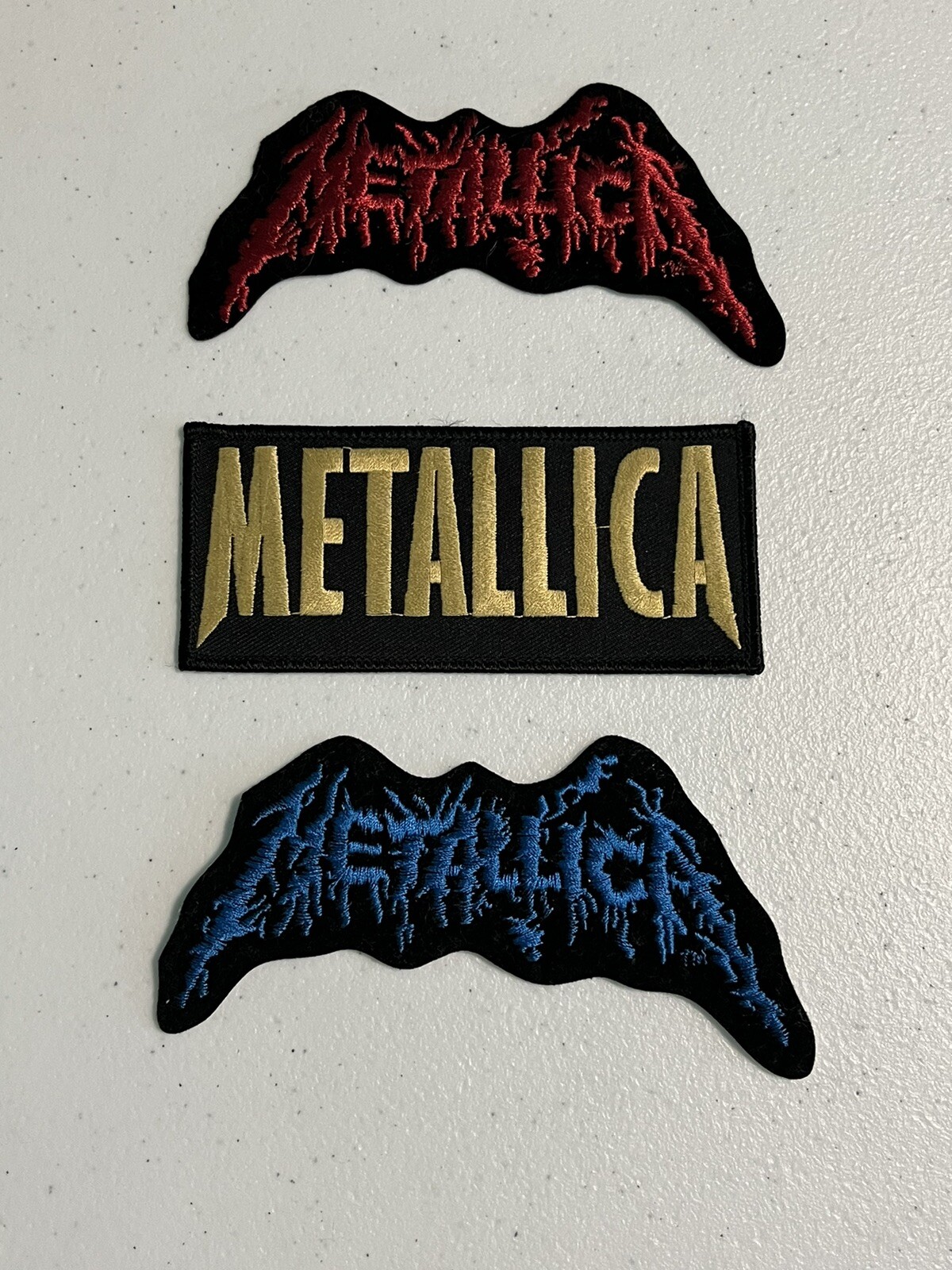 Metallica Patches - Three Metallica Patches - Red, Blue and Gold & Black