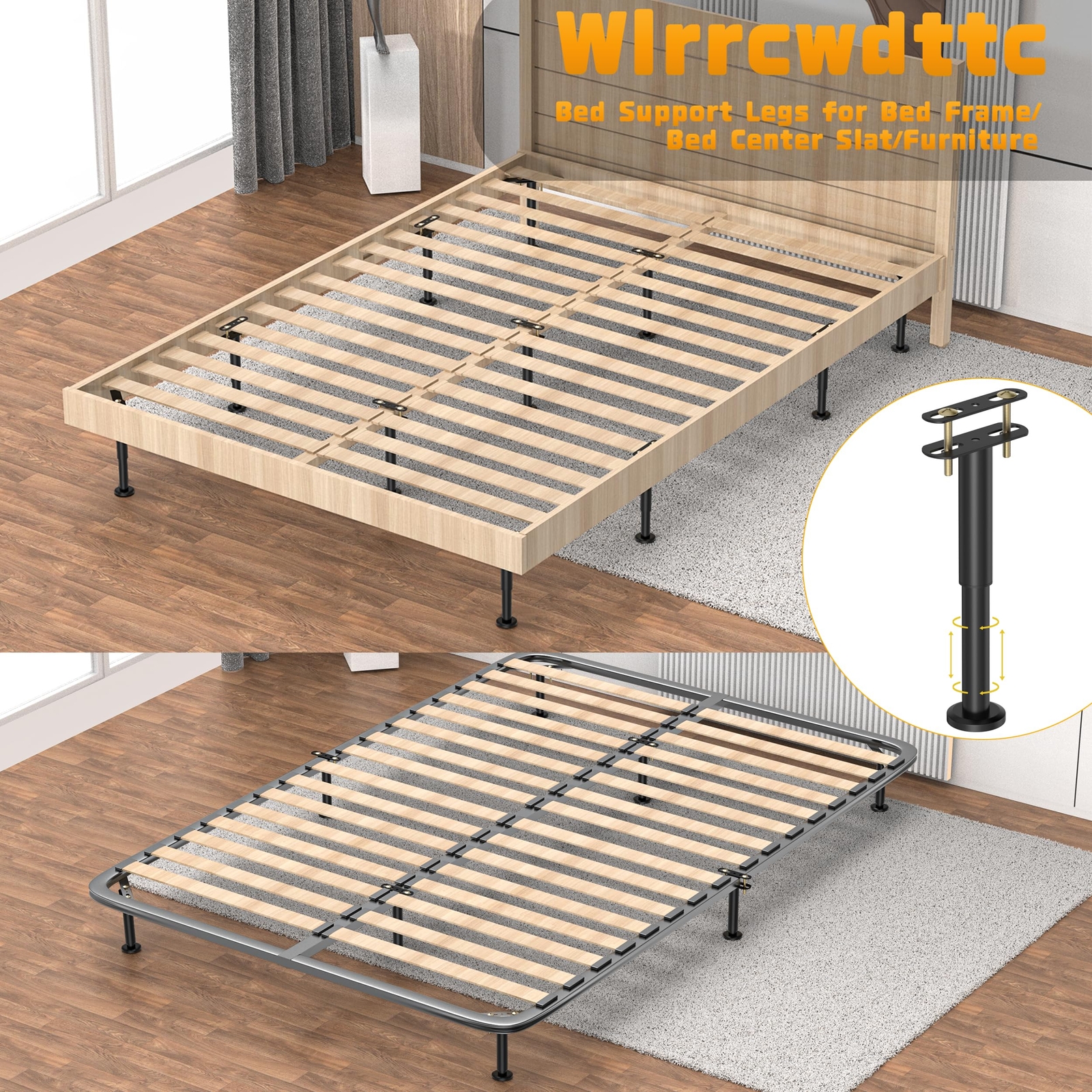 4 Pcs Adjustable Height Bed Support Legs 1017 Inch Bed Frame Center Support Legs