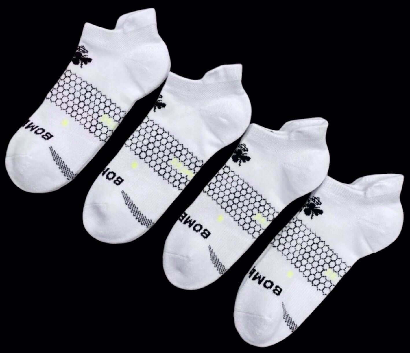 Bombas 4-Pack Ankle Socks White Unisex Socks Size Large NWT