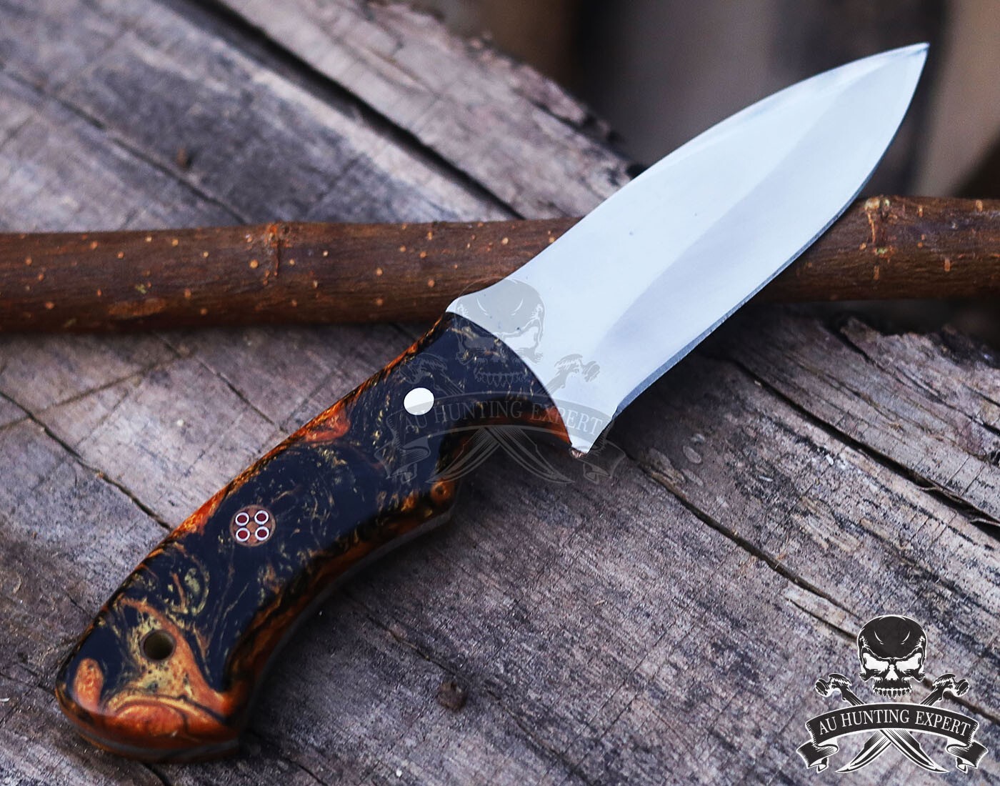 Hunting Full Tang Skinner Hunting Knife with Leather Sheath 8"