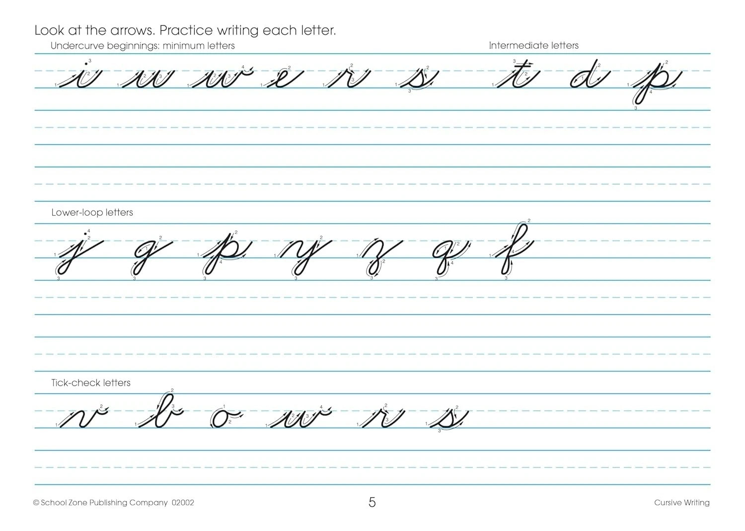 School Zone Cursive Writing Workbook: 32 Pages, 3rd Grade, 4th Grade, Practice H