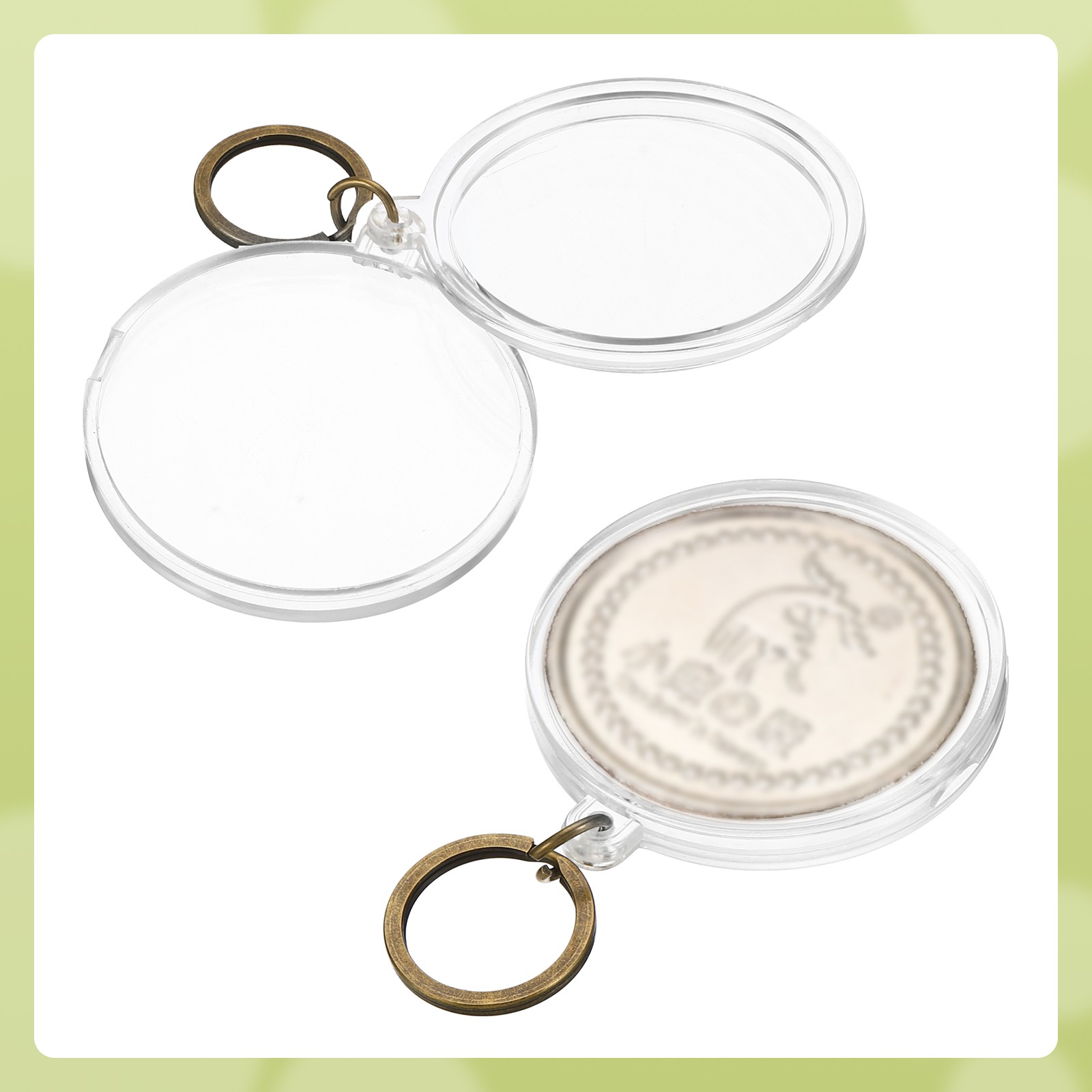 Plastic Coin Holder Keychain, 2Pcs Coin Case with Key Ring, Bronze