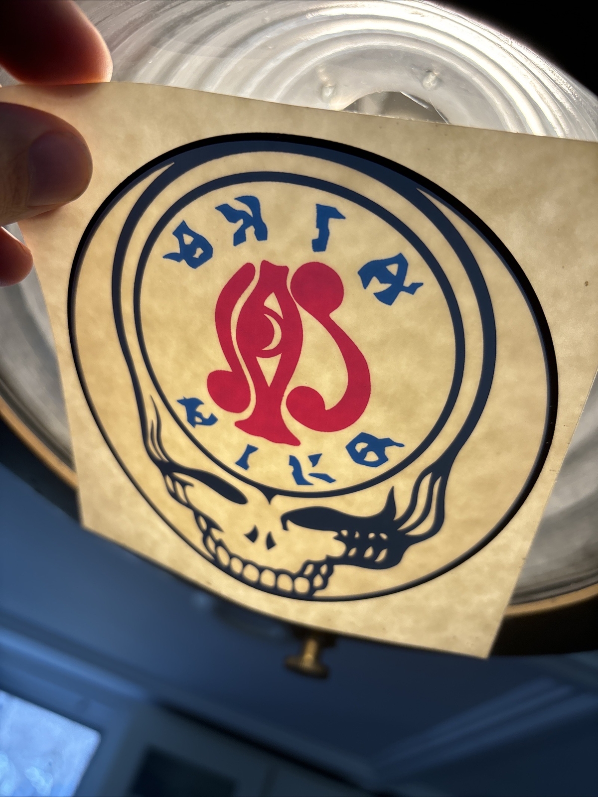 Grateful Dead vtg Inside Window sticker 80s Steal Face Rare Jockomo Aiko 5”