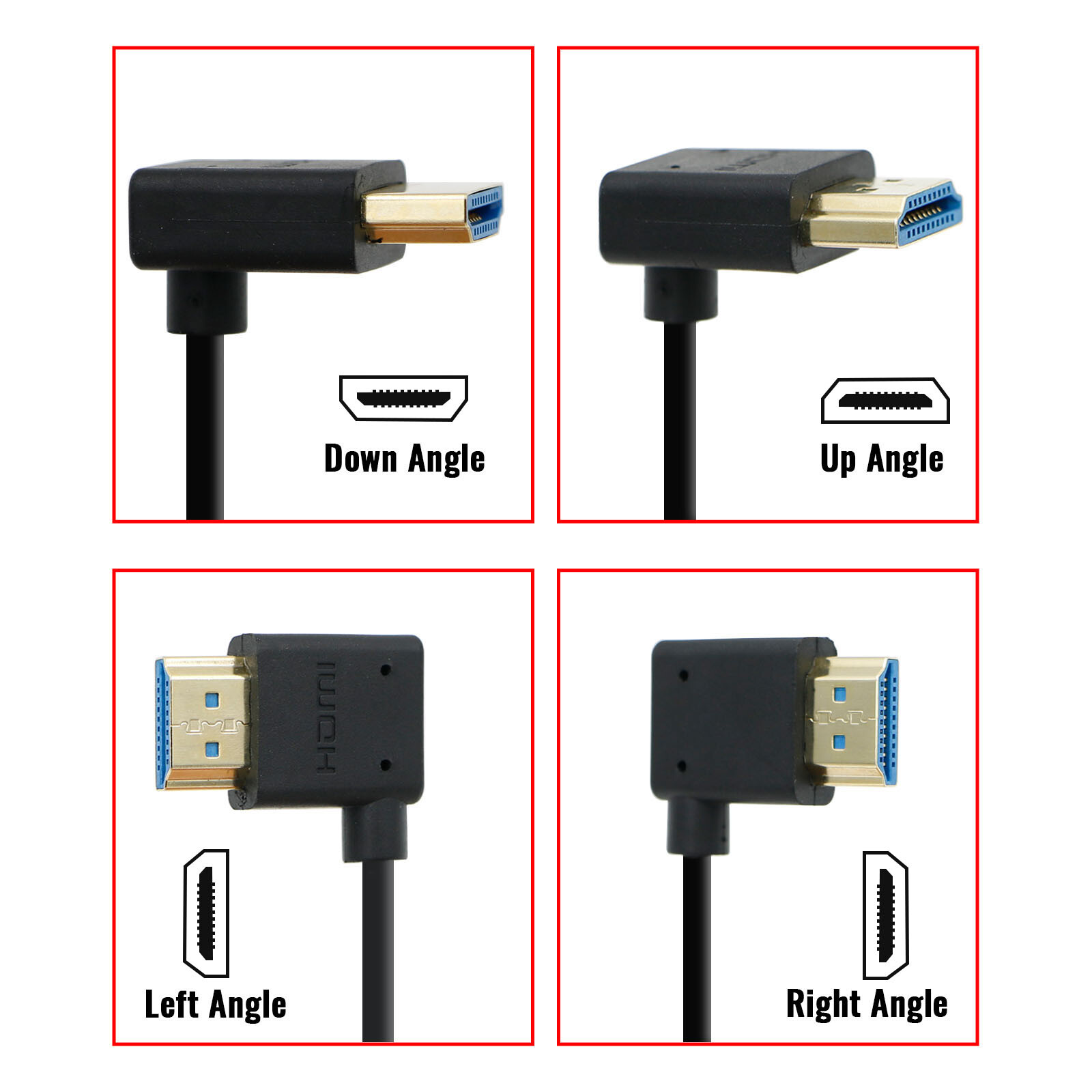 8K 2.1 HDMI Cable High Speed for Atomos Ninja V Straight to Left Angle HDMI