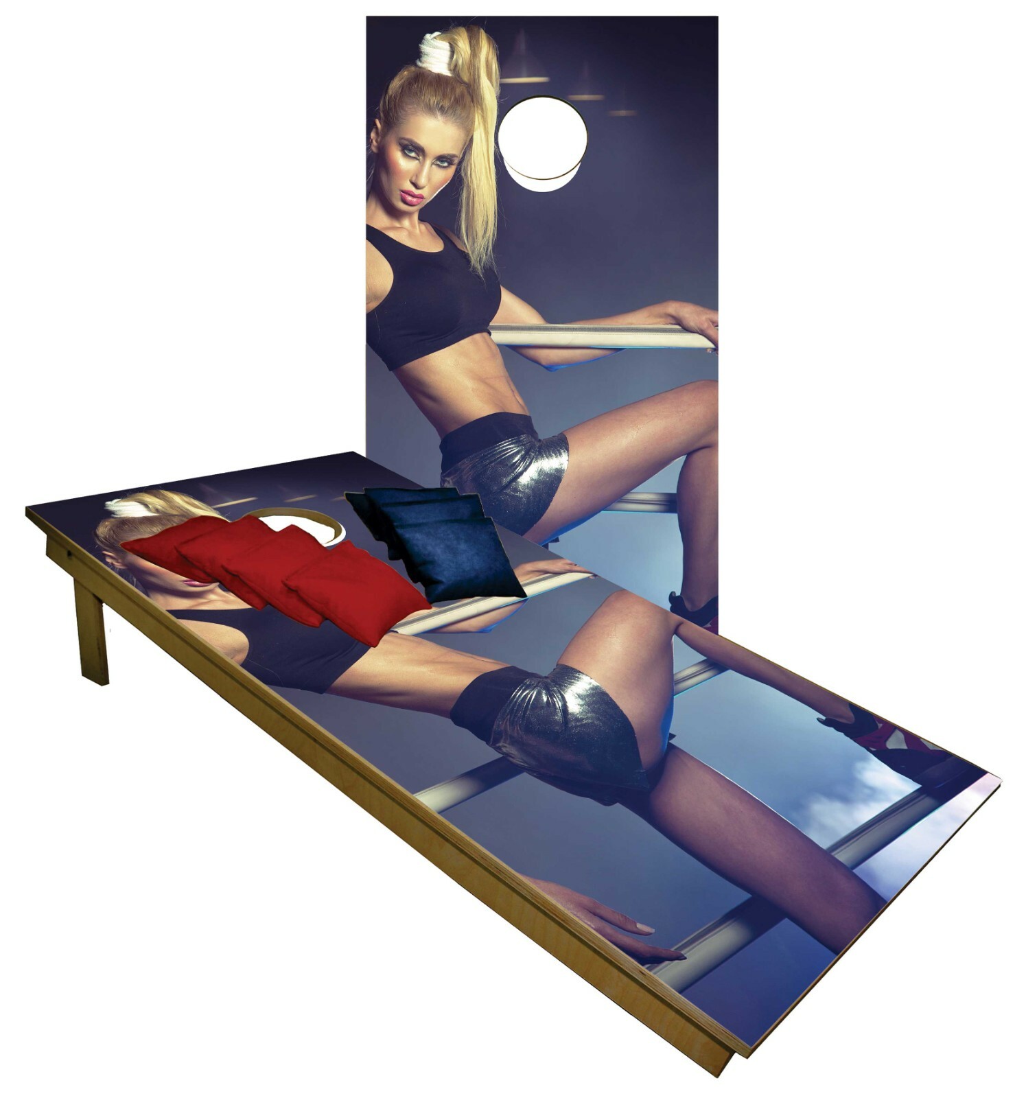 Sexy Girl Boxing CORNHOLE BEANBAG TOSS GAME w Bags Game Board Set