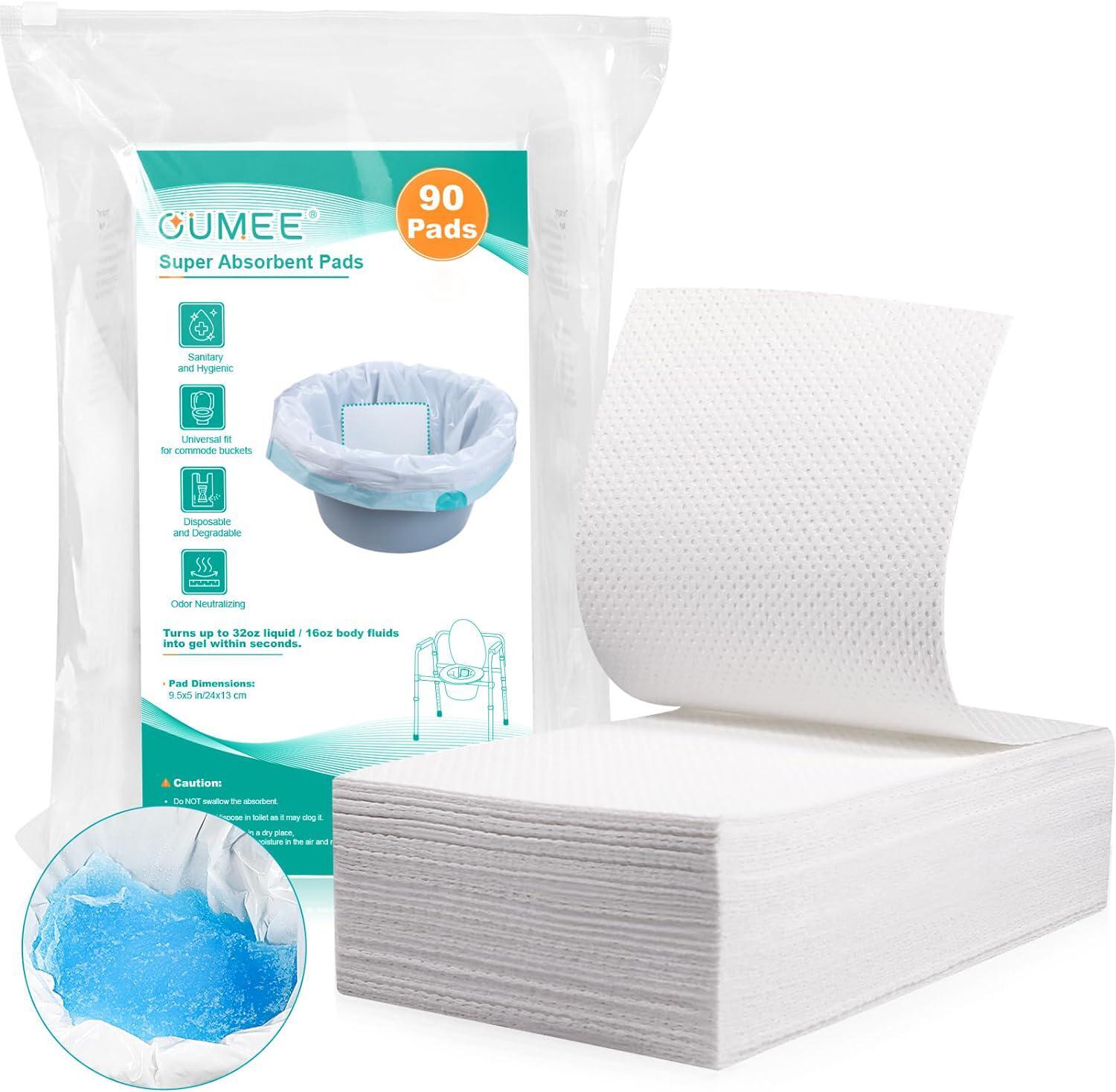 90 PCS Super Absorbent Commode Pads for Bedside Commode Bucket, Commode Liners P