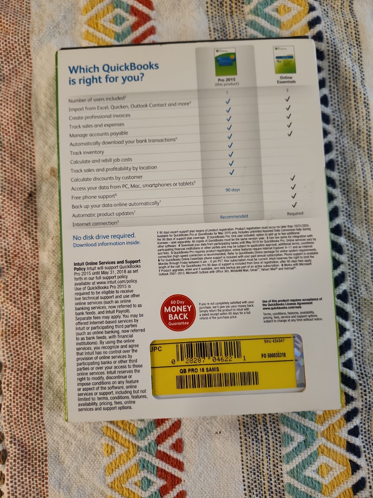 Intuit QuickBooks Pro Desktop 2015 Windows Small Business Accounting Software