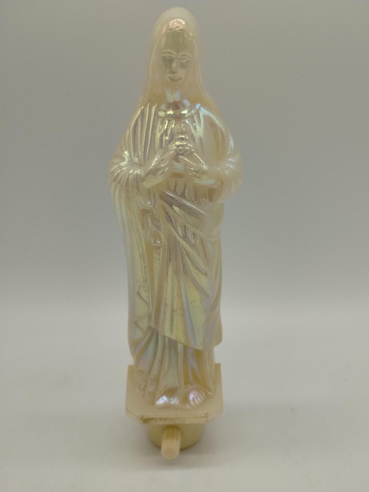 Vtg 7" Iridescent Virgin Mary Plug In Nightlight w/Bulb - WORKS!