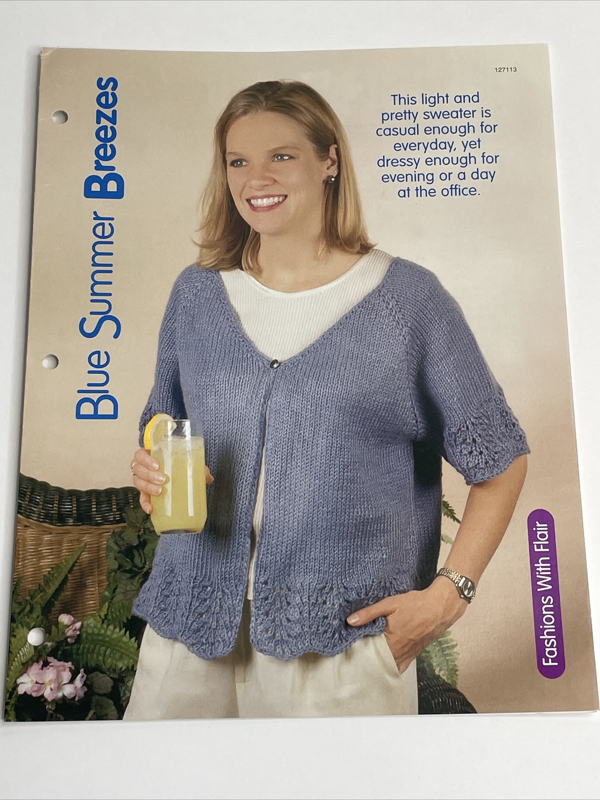 House White Birches Blue Summer Breezes Womens S M L  Sweater  Knitting Pattern