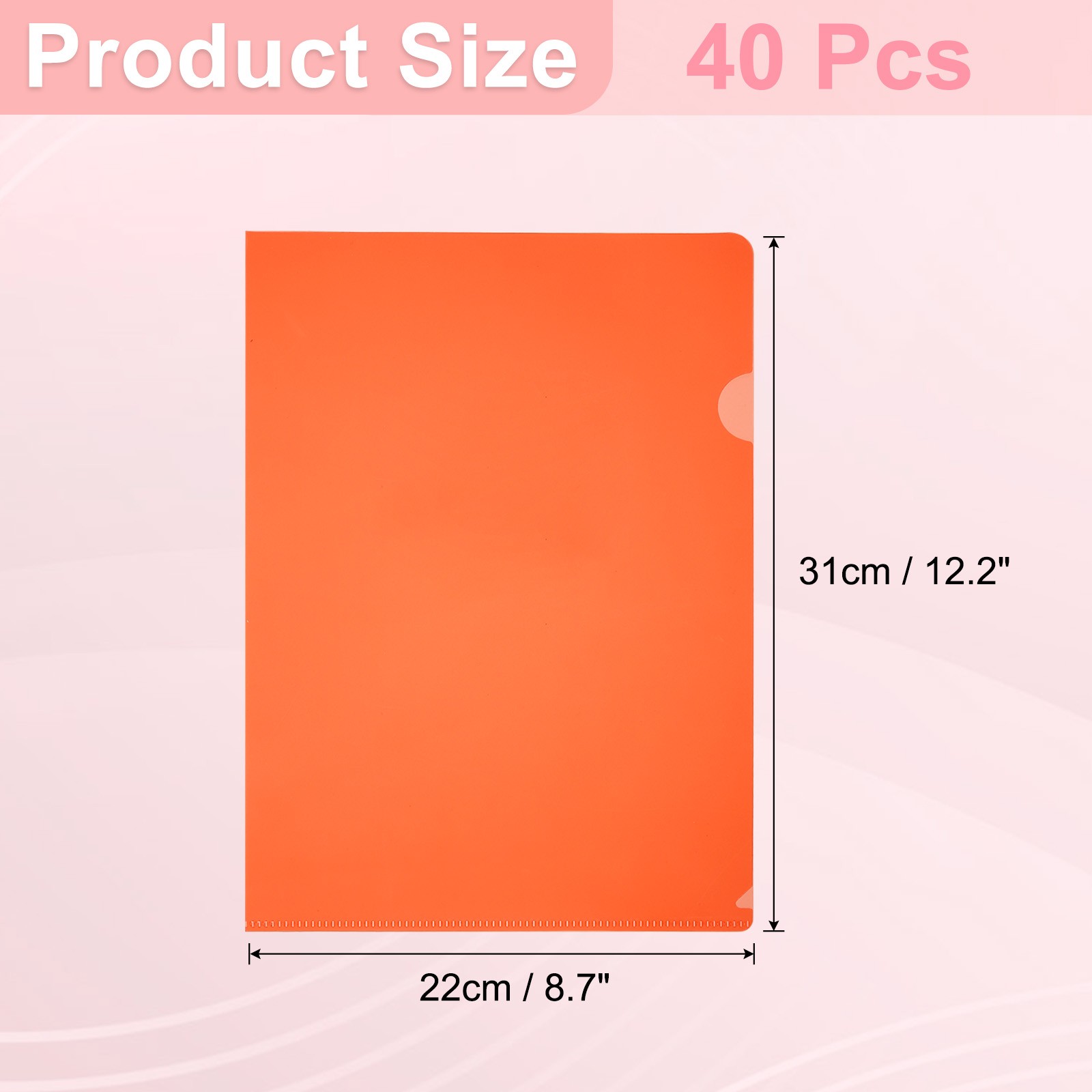 A4 Plastic Folders, 40 Pack Clear Folders l Type Pockets Documents, Orange