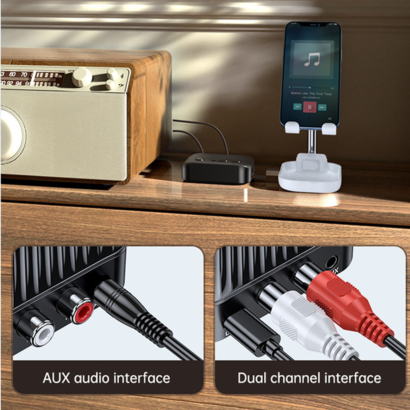 Bluetooth 5.3 Receiver Adapter Wireless 3.5mm AUX to 2 RCA USB Audio Adapter