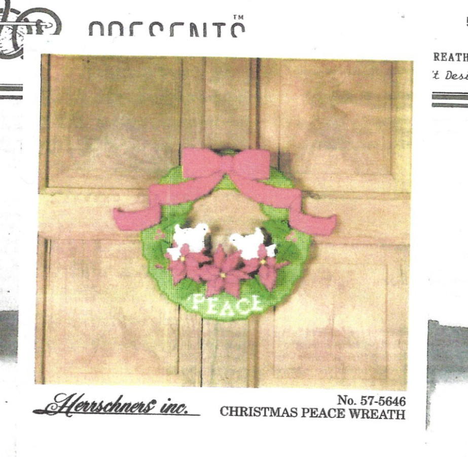 CHRISTMAS PEACE WREATH  WALL HANGING  plastic canvas  PATTERN (#TF0177)